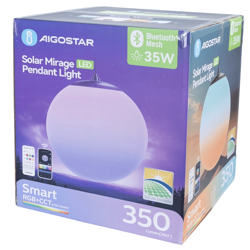 Aigostar - LED RGB Dimmable solar chandelier MESH LED/35W/3,7V 8000 mAh 2700K-6500K IP65 d. 50 cm
