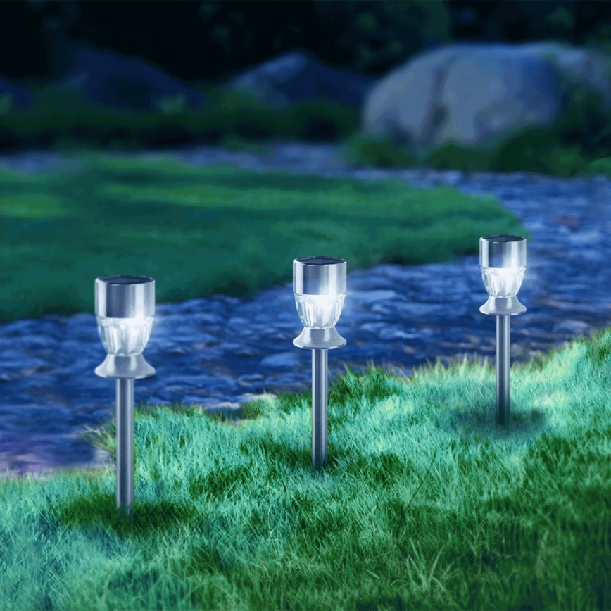 Aigostar - LED RGB Solar lamp LED/0,006W/1,2V 35,5 cm matte chrome IP44
