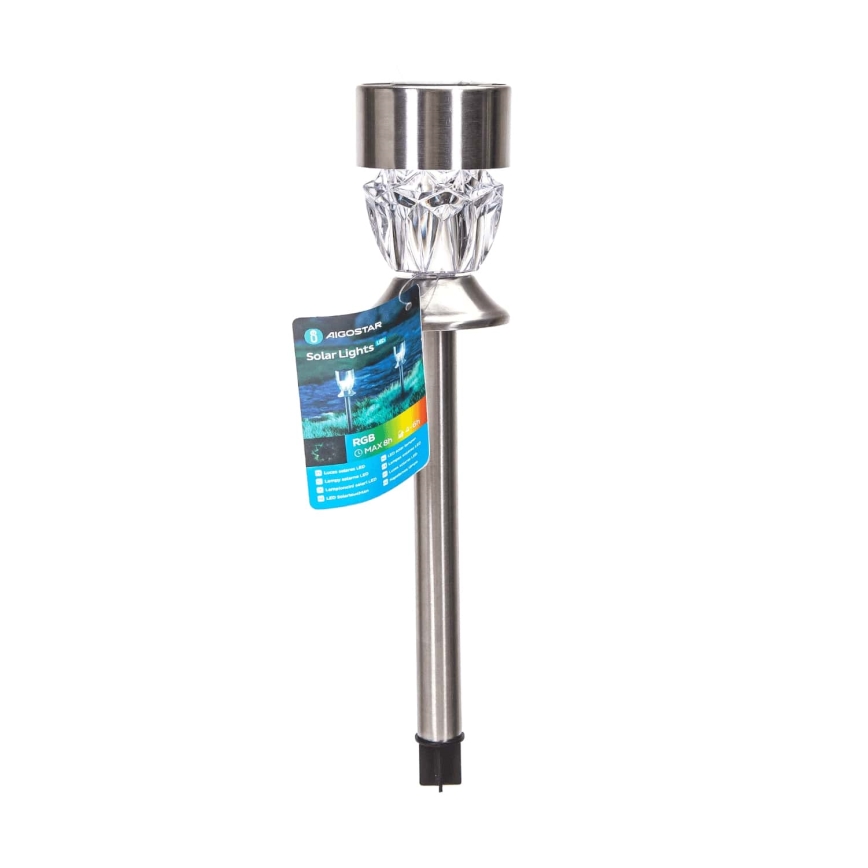 Aigostar - LED RGB Solar lamp LED/0,006W/1,2V 35,5 cm matte chrome IP44