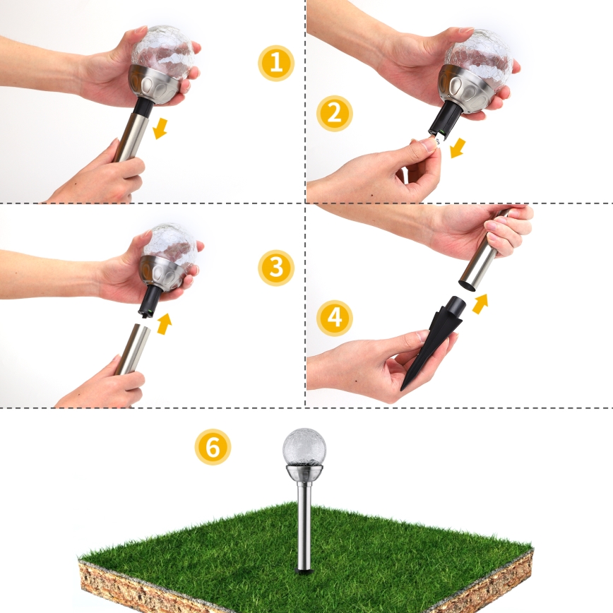 Aigostar - LED RGB Solar light LED/0,08W/2V IP44 200 mAh