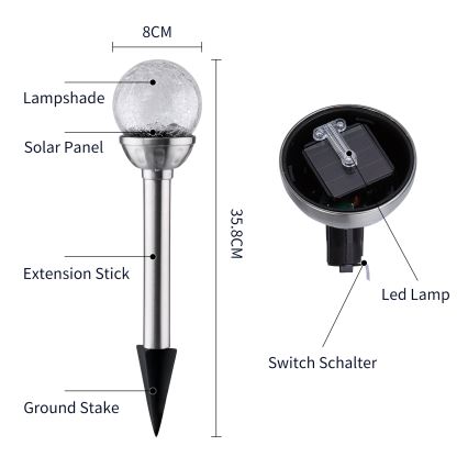 Aigostar - LED RGB Solar light LED/0,08W/2V IP44 200 mAh