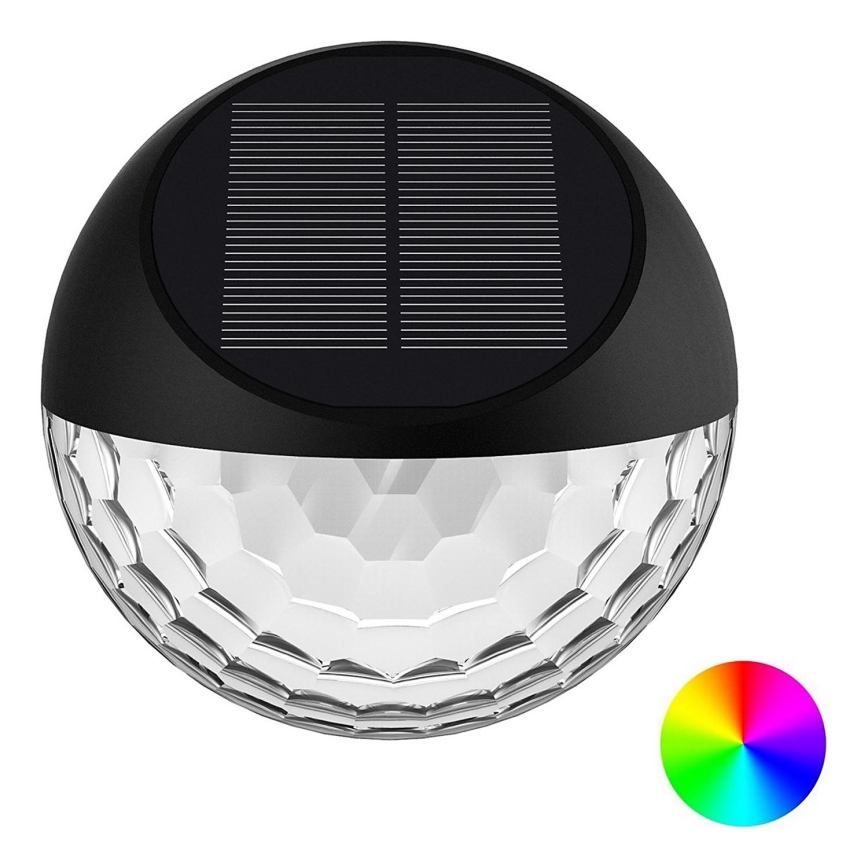 Aigostar - LED RGB Solar wall light LED/2W/1,2V 300 mAh black IP44