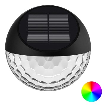 Aigostar - LED RGB Solar wall light LED/2W/1,2V black IP44