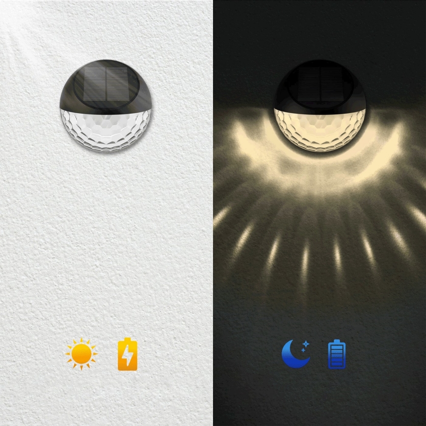 Aigostar - LED RGB Solar wall light LED/2W/1,2V black IP44