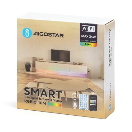 Aigostar - Dimmable RGBIC LED Strip 10 m LED/24W/24V + Wi-Fi Remote Control