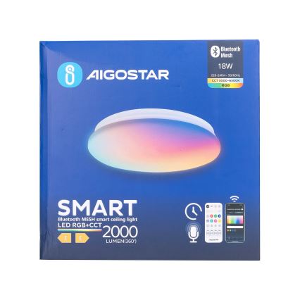 Aigostar - LED RGBW Dimmable bathroom ceiling light MESH Smart LED/18W/230V 3000-6500K IP44 + remote control
