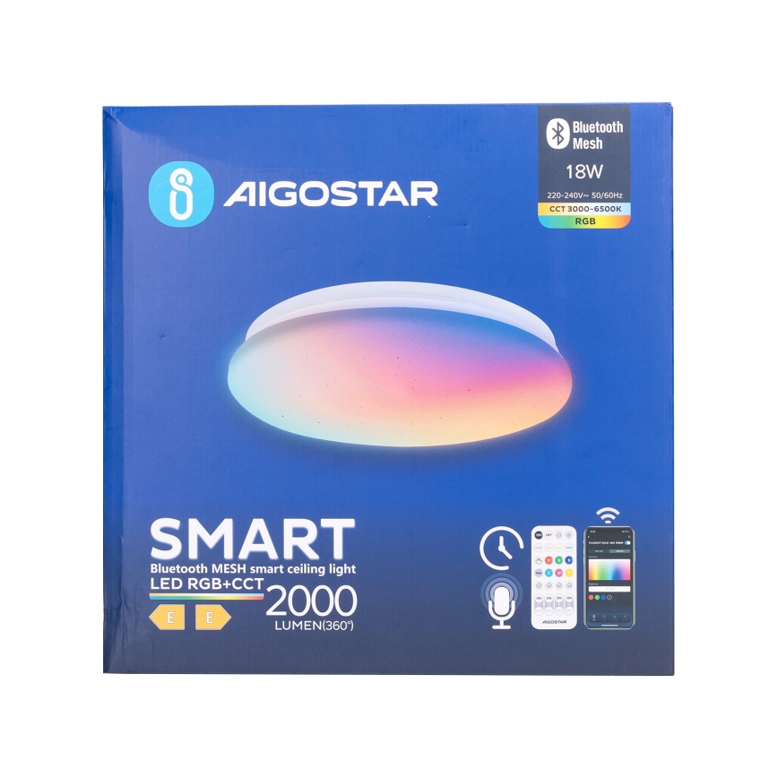 Aigostar - LED RGBW Dimmable bathroom ceiling light MESH Smart LED/18W/230V 3000-6500K IP44 + remote control