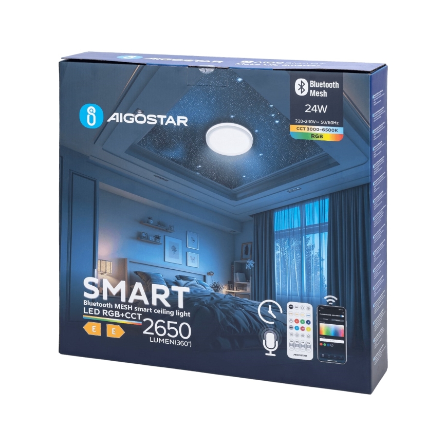 Aigostar - LED RGBW Dimmable bathroom ceiling light MESH Smart LED/24W/230V 3000-6500K IP44 + remote control