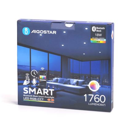Aigostar - LED RGBW Dimmable bathroom recessed light MESH Smart LED/18W/230V 2700-6500K IP44