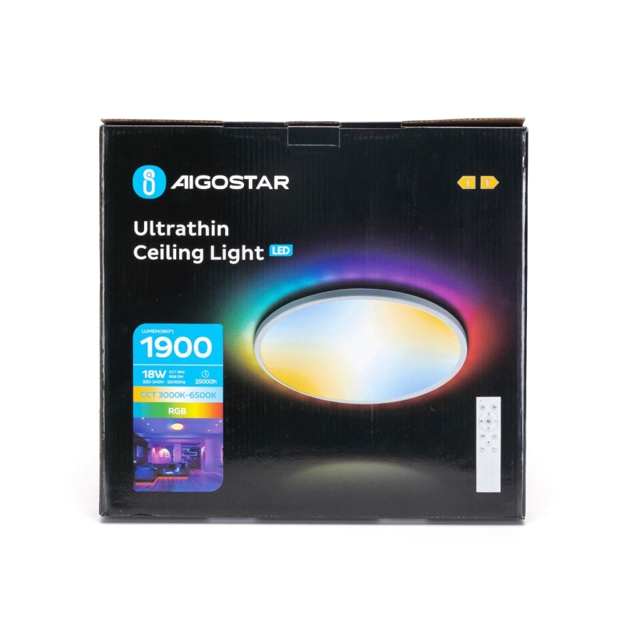 Aigostar - LED RGBW Dimmable bathroom ceiling light LED/18W/230V 3000-6500K d. 30 cm IP44 + remote control
