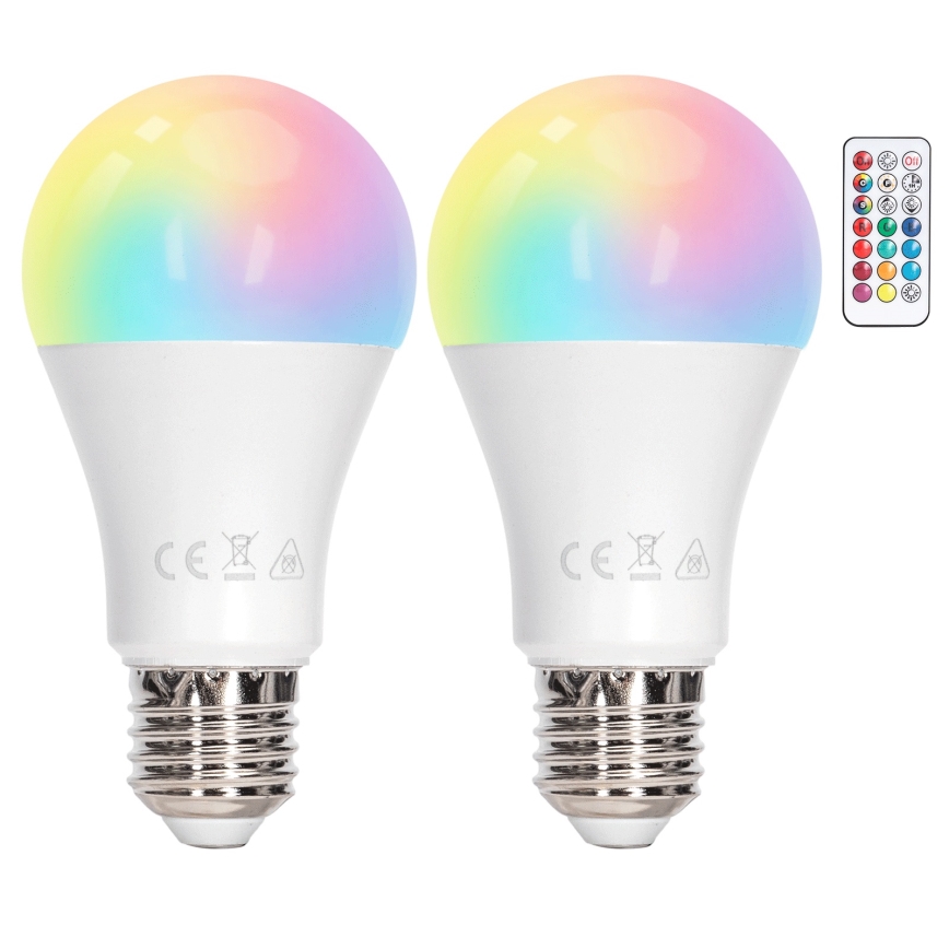 Aigostar - LED RGBW Dimmable Bulb A60 E27/8W/230V 3000K + Remote Control