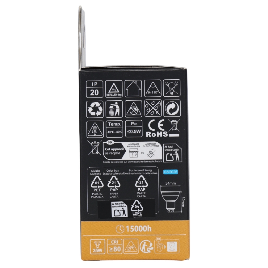 Aigostar - Dimmable LED RGBW GU10 Bulb, 4.8W, 230V, 3000K + Remote Control