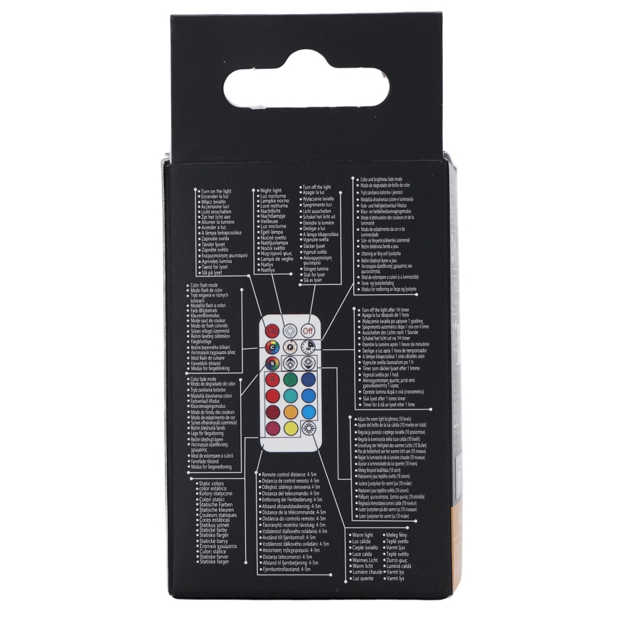 Aigostar - Dimmable LED RGBW GU10 Bulb, 4.8W, 230V, 3000K + Remote Control