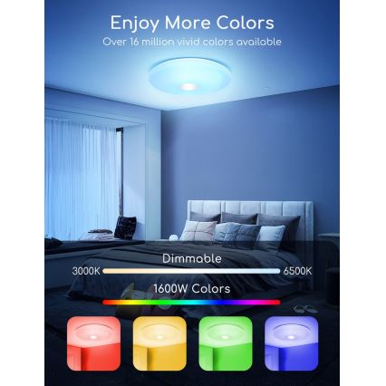 Aigostar - LED RGBW Dimmable ceiling light 18W/230V d. 34 cm Wi-Fi