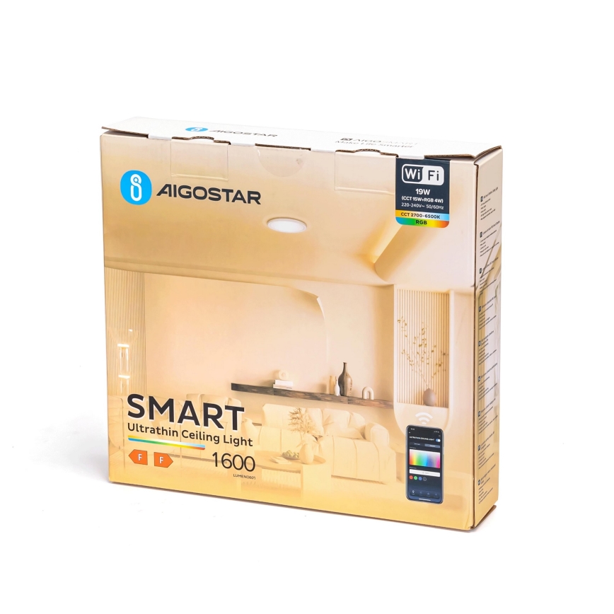 Aigostar - LED RGBW Dimmable ceiling light LED/19W/230V 2700-6500K Wi-Fi