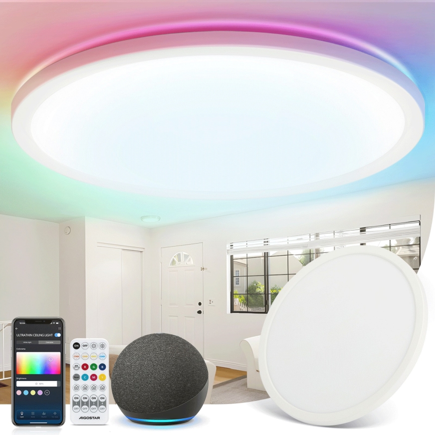 Aigostar - LED RGBW Dimmable ceiling light MESH LED/24W/230V 3000-6500K white + remote control