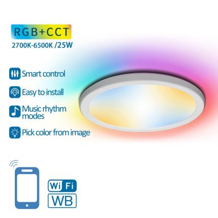 Aigostar - LED RGBW Dimmable ceiling light LED/25W/230V 2700-6500K Wi-Fi
