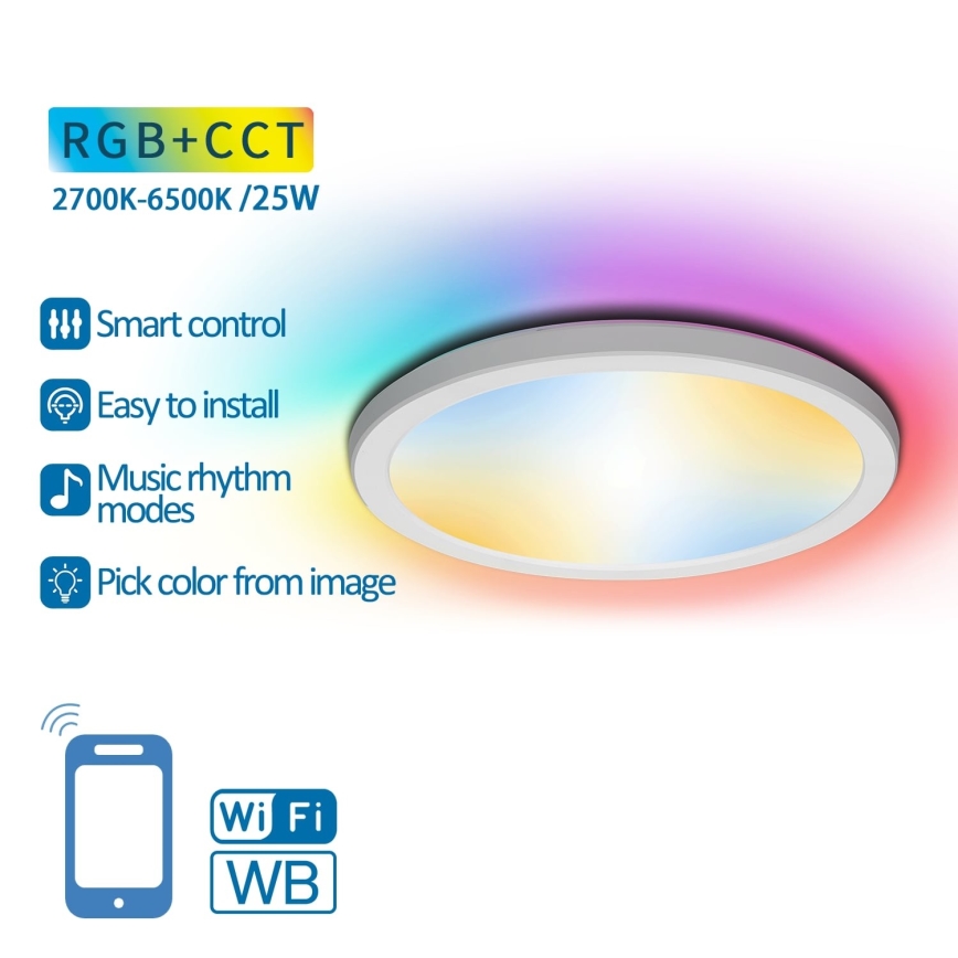 Aigostar - LED RGBW Dimmable ceiling light LED/25W/230V 2700-6500K Wi-Fi