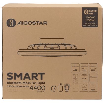 Aigostar - LED RGBW Dimmable ceiling light with a fan MESH LED/40W/230V 2700-6500K white + remote control