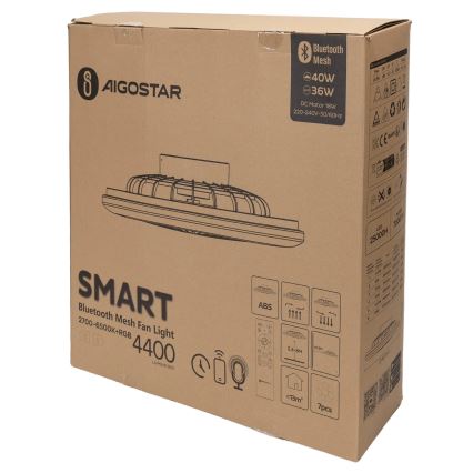 Aigostar - LED RGBW Dimmable ceiling light with a fan MESH LED/40W/230V 2700-6500K white + remote control