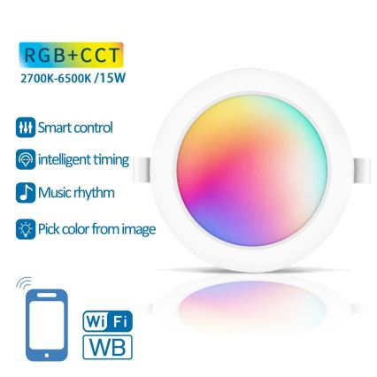 Aigostar - LED RGBW Dimmable recessed light LED/15W/230V 2700-6500K d. 17,5 cm Wi-Fi
