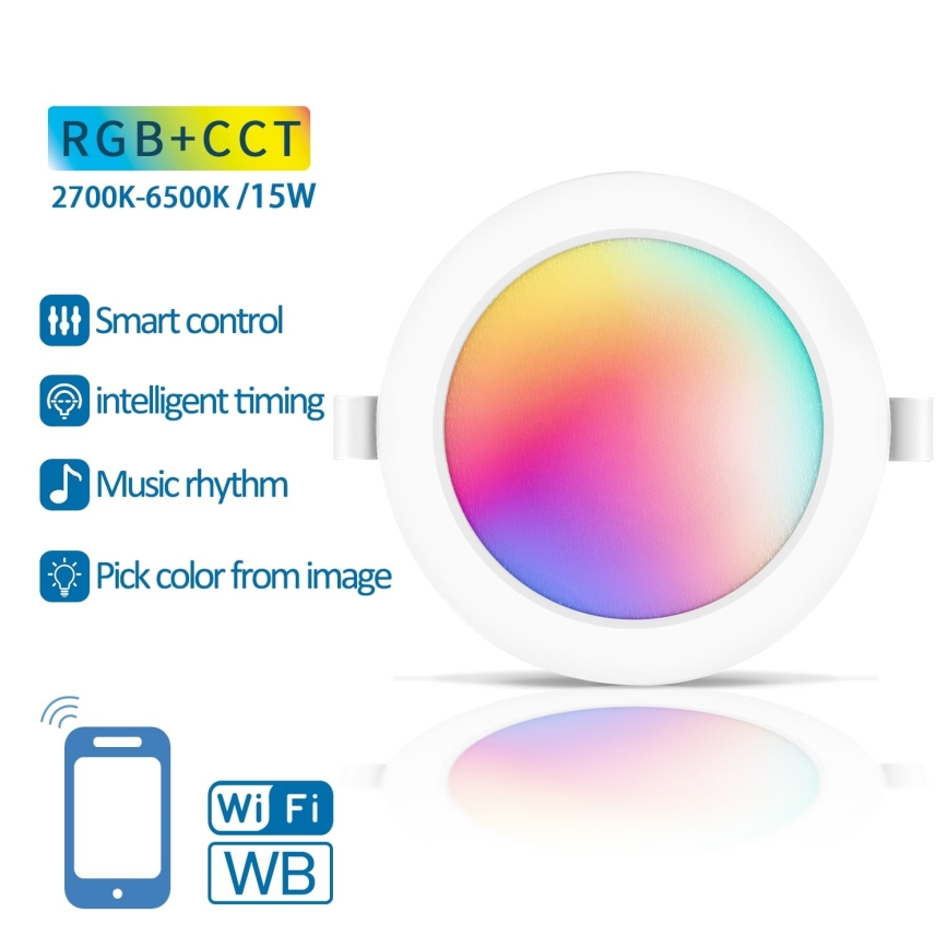 Aigostar - LED RGBW Dimmable recessed light LED/15W/230V 2700-6500K d. 17,5 cm Wi-Fi