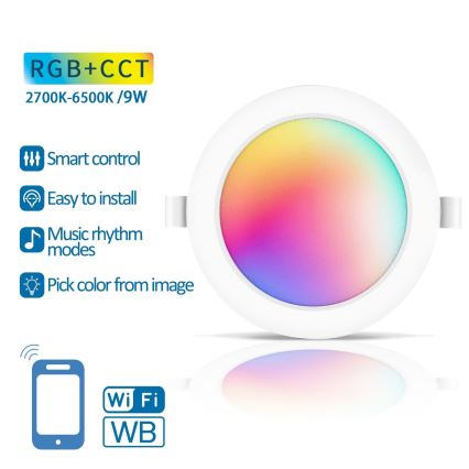 Aigostar - LED RGBW Dimmable recessed light LED/9W/230V 2700-6500K d. 14,5 cm Wi-Fi