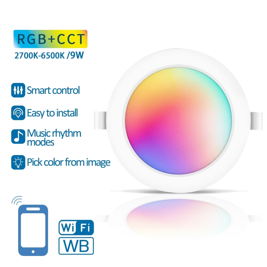 Aigostar - LED RGBW Dimmable recessed light LED/9W/230V 2700-6500K d. 14,5 cm Wi-Fi