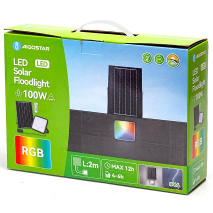 Aigostar - LED RGBW Dimmable solar floodlight LED/100W/3,4V IP66 + remote control