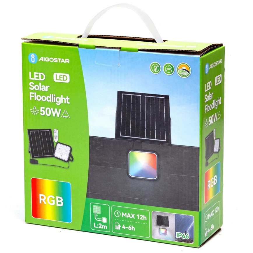 Aigostar - LED RGBW Dimmable solar floodlight LED/50W/3,4V IP66 + remote control