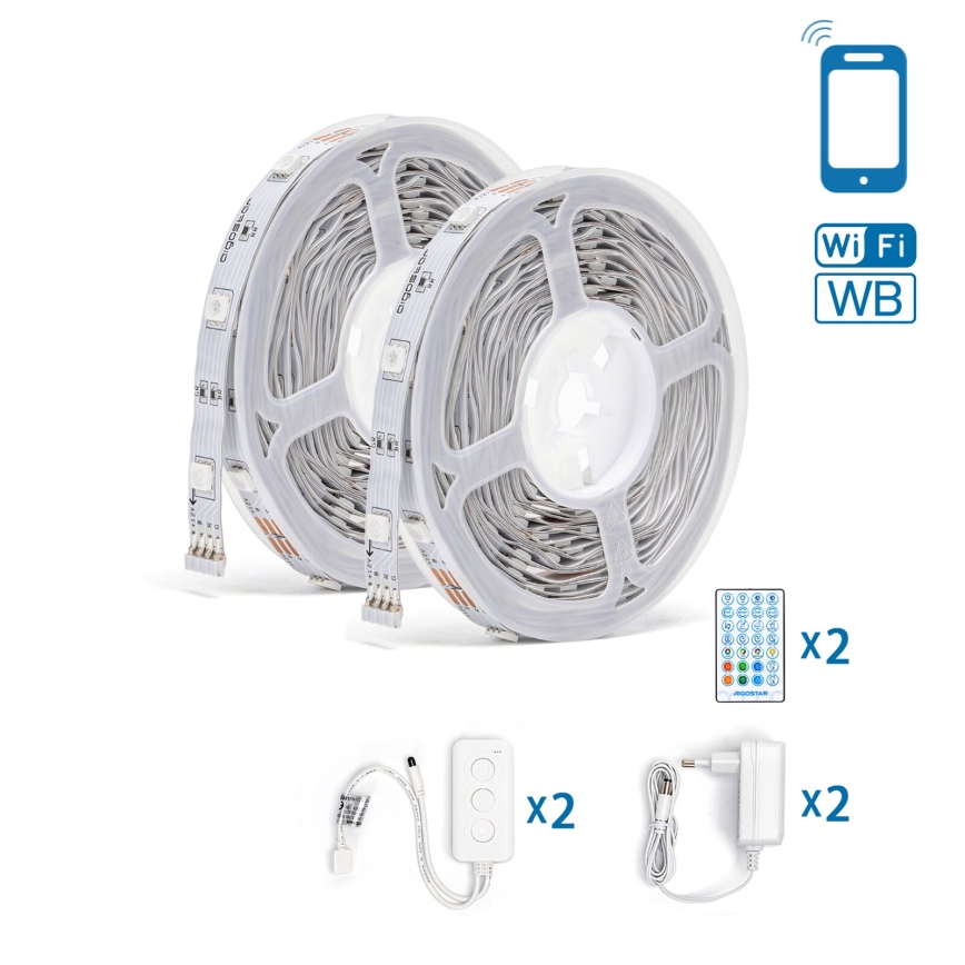 Aigostar - LED RGBW Dimmable strip LED/18W/12V 2x5 m Wi-Fi