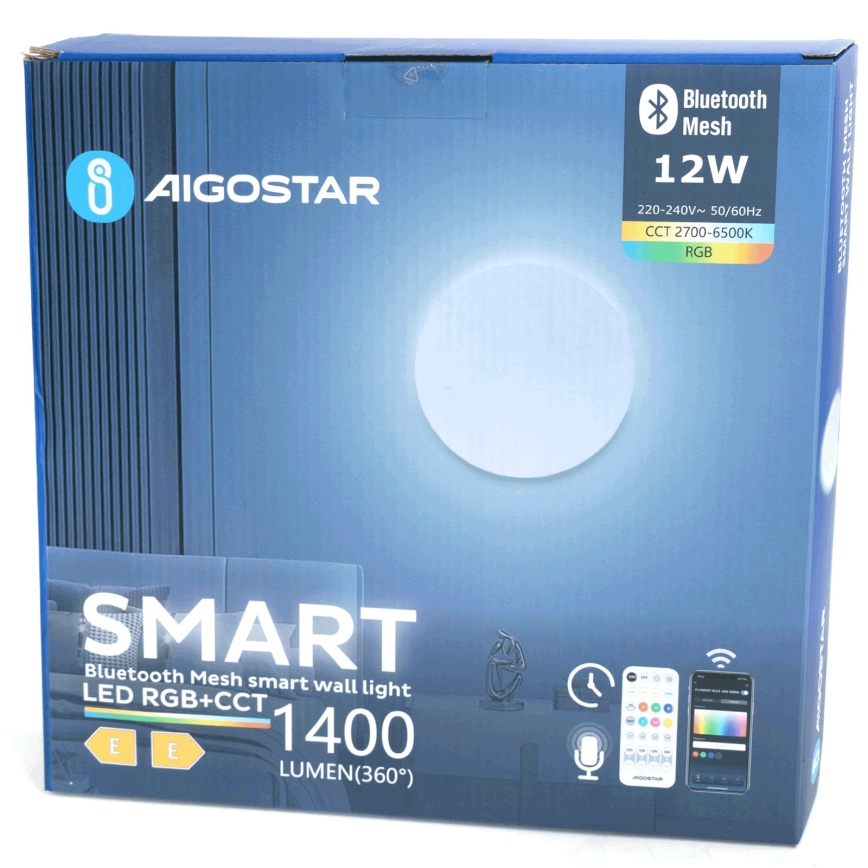 Aigostar - LED RGBW Dimmable wall light MESH Smart LED/12W/230V 2700-6500K white + remote control