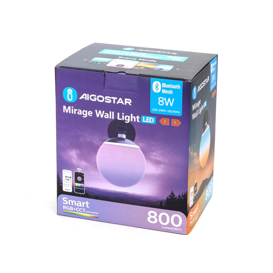 Aigostar - LED RGBW Dimmable wall light MESH Smart LED/8W/230V + remote control