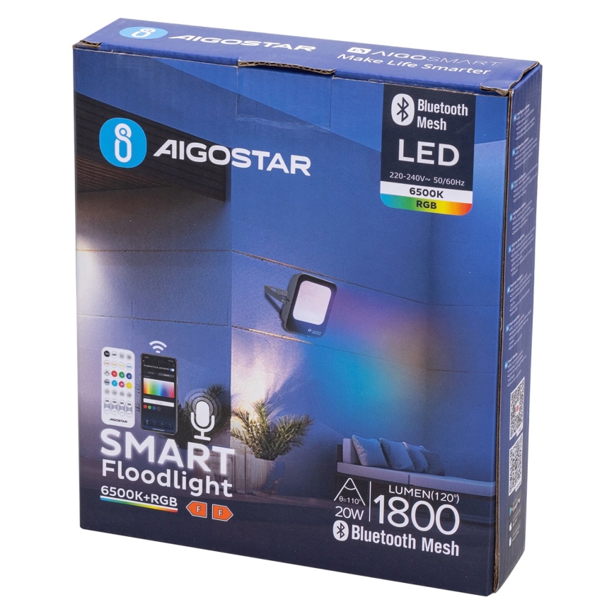 Aigostar - LED RGBW Dimmable floodlight MESH Smart LED/20W/230V 6500K IP65 + remote control
