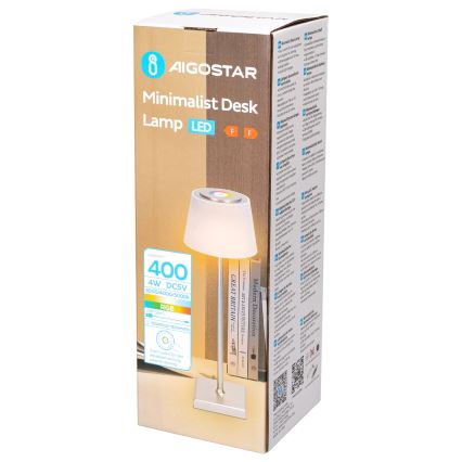 Aigostar - LED RGBW Outdoor dimmable rechargeable table lamp LED/4W/5V 3600mAh white/matte chrome IP54