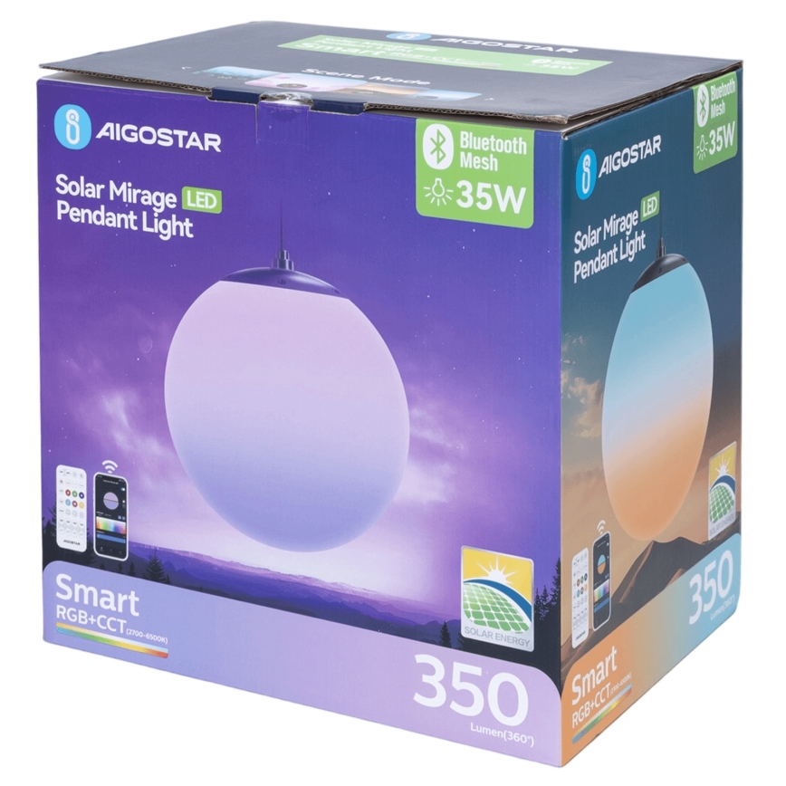 Aigostar - LED RGBW Dimmable Solar Lantern MESH LED/5W/3.7V 8000 mAh 2700K-6500K IP65 Ø 30 cm