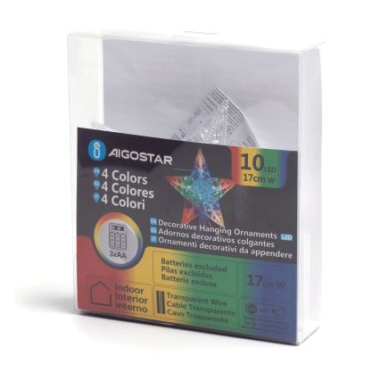Aigostar - LED RGBY Christmas Star Decoration 10xLED/3xAA