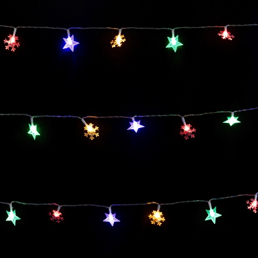 Aigostar - LED RGBY Outdoor Christmas String Lights, 100 LEDs, 8 Lighting Modes, 3xAA, 10m, IP44, Star-Shaped