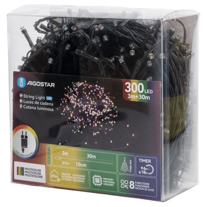 Aigostar - 300-LED Outdoor Christmas String Lights, 30 m, IP44, Multicolor