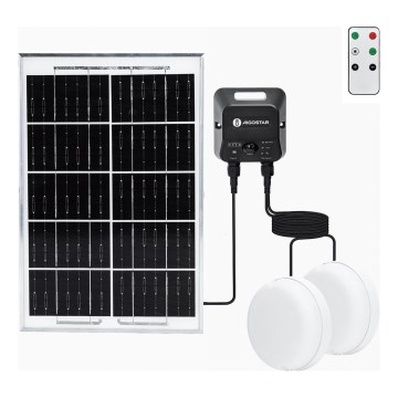 Aigostar - LED Solar Ceiling Light with Sensor, 2x LED, 35 W, 3.7 V, 6000 mAh, IP65 + Remote Control