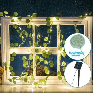 Aigostar - LED Solar chain 100xLED/12m IP65 warm white eucalyptus
