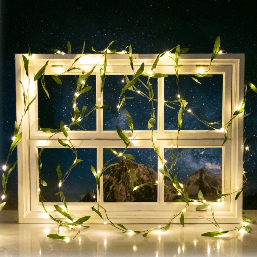 Aigostar - LED Solar chain 100xLED/12m IP65 warm white olive