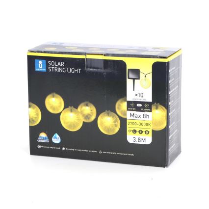 Aigostar - LED Solar chain 10xLED/3,8m IP44 warm white