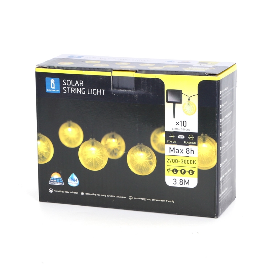 Aigostar - LED Solar chain 10xLED/3,8m IP44 warm white