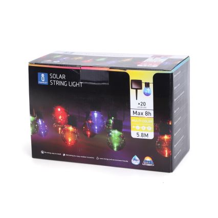 Aigostar - LED Solar chain 20xLED/5,8m IP44 multicolor