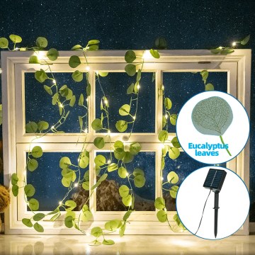 Aigostar - LED Solar chain 50xLED/7m IP65 warm white eucalyptus