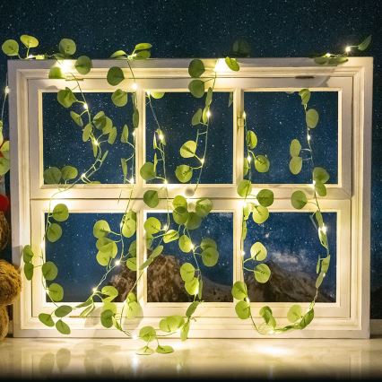 Aigostar - LED Solar chain 50xLED/7m IP65 warm white eucalyptus