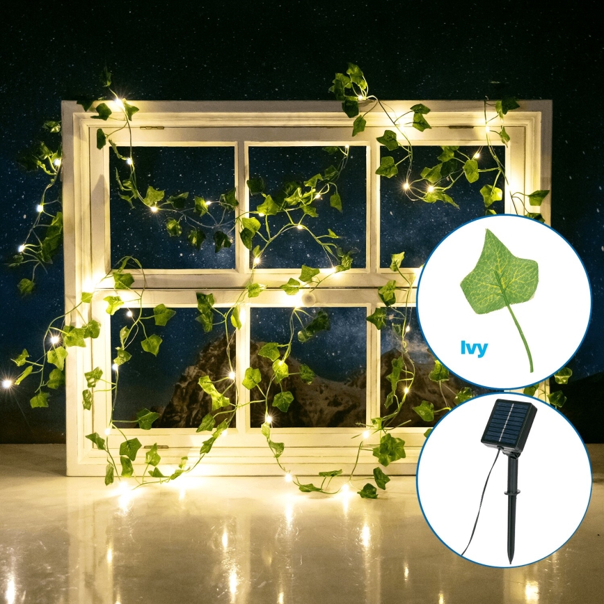 Aigostar - LED Solar chain 50xLED/7m IP65 warm white ivy