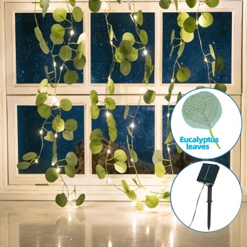 Aigostar - LED Solar chain 70xLED/4x1m IP65 warm white eucalyptus