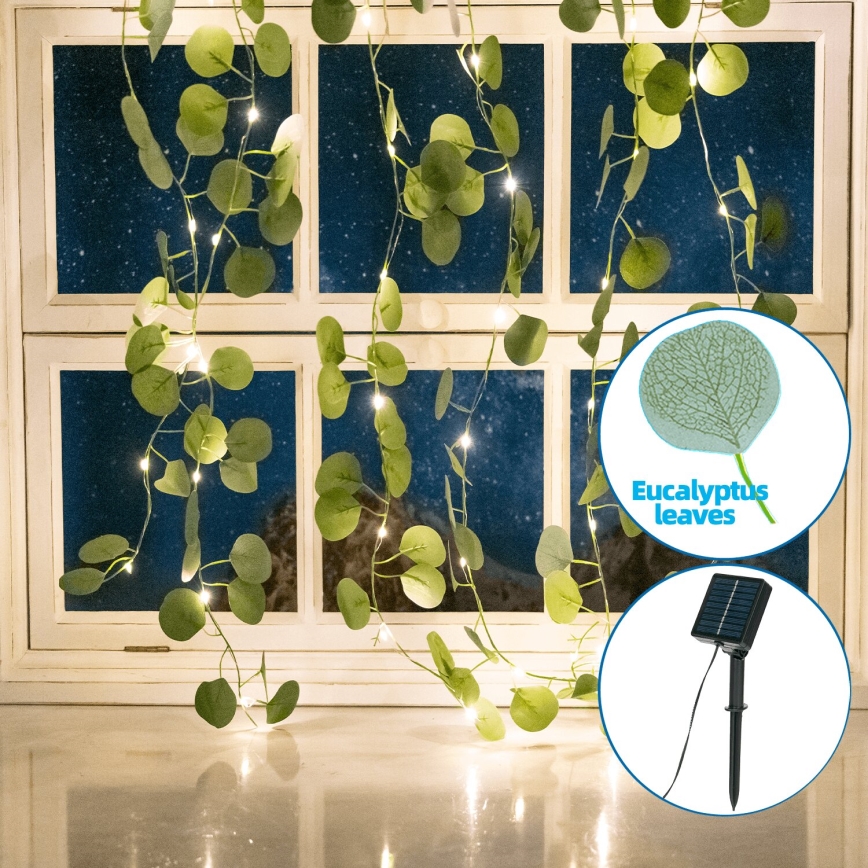 Aigostar - LED Solar chain 70xLED/4x1m IP65 warm white eucalyptus